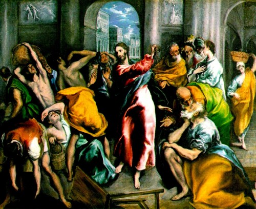 Jesus en el templo y los mercaderes