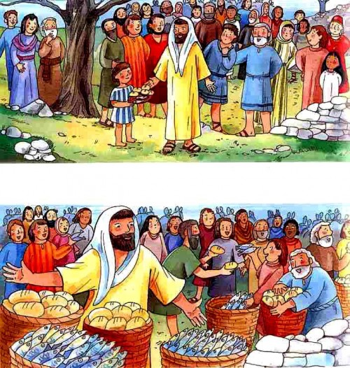 Jesus feeds the multitude